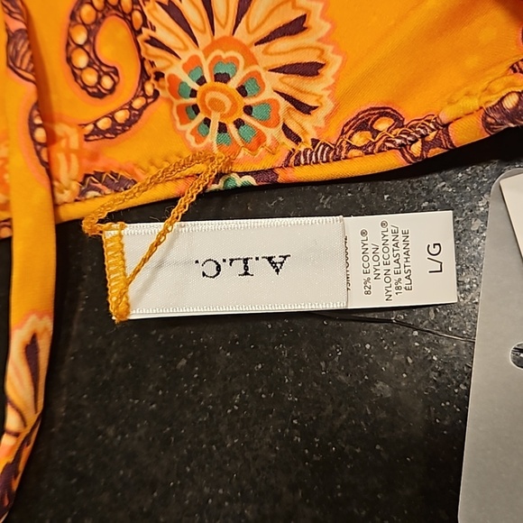 💕A.L.C.💕 Cleo Scoop Bikini Top ~ Orange Multi-Color Paisley Print Large L NWT - Picture 8 of 10